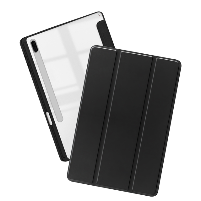 Magnetic Pen Holder Case for Samsung Galaxy Tab A11 Plus S10 FE Transparent Acrylic Back Shockproof Folio Stand