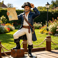 Statue de pirate moderne grandeur nature en résine pour jardin extérieur, sculpture de capitaine en fibre de verre à vendre