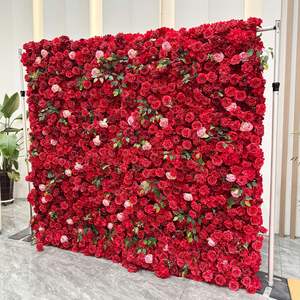 5D跨界人造花红花墙背景用于婚礼和酒店风景装饰 - Product Image 2