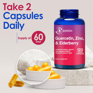 Cápsulas de Quercetina al por Mayor 500mg Bromelina Vitamina C Zinc Vegano Apoyo Inmunológico para Adultos Antioxidante Salud de la Piel 60 - Product Image 3