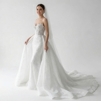 Nouvelles Robes de Mariée 2026 Style Luxe en Dentelle Perlée et Pailletée, Bustier avec Traîne Longue Amovible