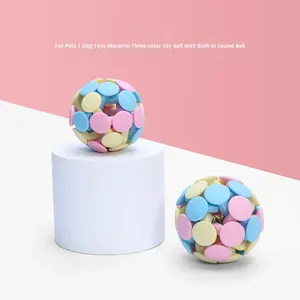Juguete para Gatos en Oferta en Tiendas de Mascotas, Ecológico, de TPR, Color Macarrón, con Campana Trenzada, Diseño Tricolor, Universal para Gatos y Perros - Product Image 2