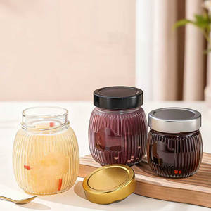 Bocaux en verre hermétiques transparents à rayures, grande capacité, pour confiture, cornichons, miel et sauces, avec couvercle à vis, 250ml, 380ml, 500ml - Vente en <span class=keywords><strong>gros</strong></span> - Product Image 3