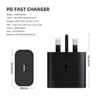 Adaptateur d'alimentation USB PD 25W avec port Type-C, charge super rapide pour téléphone portable et écouteurs, prise UK, écologique, pliable