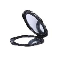 Miroir de poche compact rétro double face portable avec motif rose, personnalisable avec logo, outil de maquillage