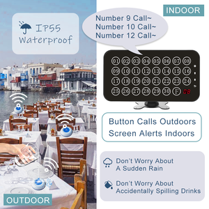 Restaurantbestelapparaat Met Ober Zoemer Elektronische Ringbel Draadloos Met 9 Knop En 2 Polshorloges - Product Image 2