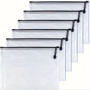 PVC Zipper File Bag <b>A4</b> Clear Mesh <b>Document</b> Pouch for Student Exam Papers Custom Logo Printed Hand Carry Organizer - Product Image 4