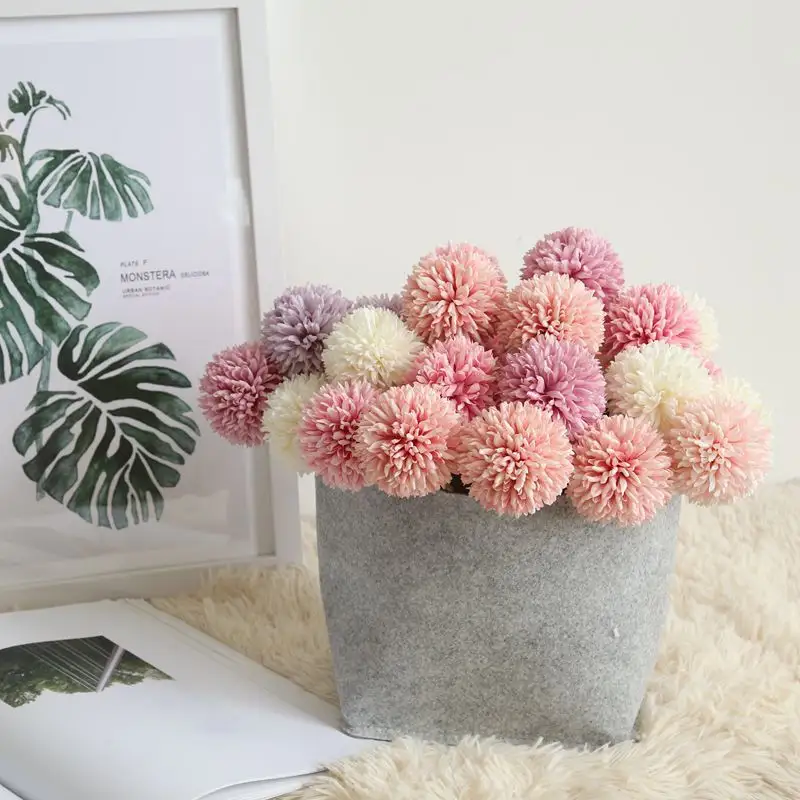 Hot Sale Wholesale Artificial Dandelion silk flower Set Embroidery Table Tennis Chrysanthemum