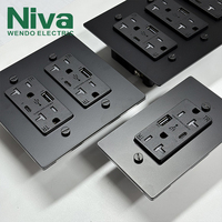 Prise murale américaine standard Niva Luxury en laiton, multiprise avec interrupteur, panneau métallique, type 118, prise en laiton, USB type-c