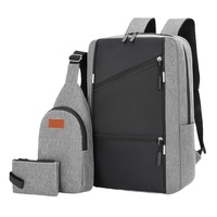 Mochilas para portátil 3 en 1, impermeables, de gran capacidad, juego de 3 piezas para hombres, bolsas de viaje para exteriores, oficina, poliéster