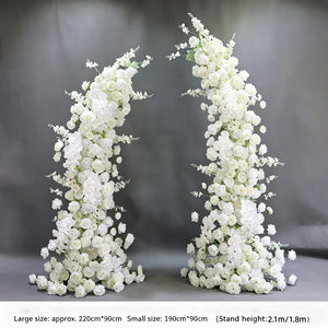 Décor de mariage fait main de style moderne, toile de fond en forme de trompette, arrangement de fleurs artificielles en soie filée, thème vert - Product Image 5