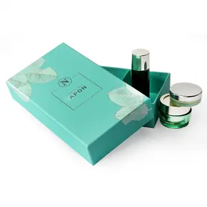 Customized Logo Mint Green Makeup Pattern Small Fresh Packaging Box For Skin Essence