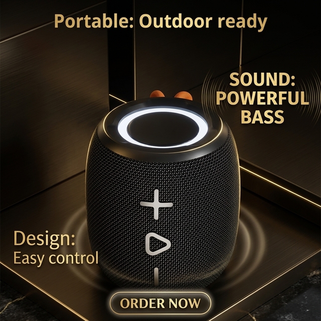 New Customization Plastic case Fabric RGB Lights Mini Size Built in MP3 Player Could Play Mp3 From TF Card and USB Portable