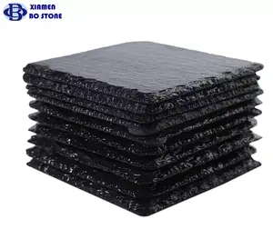 Factory sale Blank Black Natural Stone Square Slate Coasters Set custom sized slate