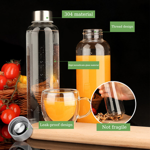 Bouteille d'eau en verre borosilicate avec logo personnalisé, <span class=keywords><strong>grande</strong></span> capacité, bouteille chaude et froide avec couvercle en acier inoxydable SUS304, vente en gros - Product Image 3
