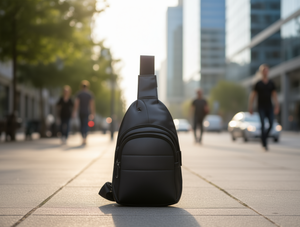 Borsa da petto da uomo in microfibra, pelle sintetica, chiusura con cerniera, unisex, per tutte le stagioni - Product Image 2