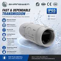 Connecteur mâle RJ45 IP65 CAT6 de qualité de transmission UL94-V0 avec verrouillage à loquet, noyau interne PA6, coque grise mate/noire