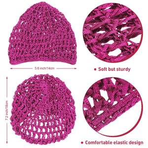 <span class=keywords><strong>Filet</strong></span> à <span class=keywords><strong>cheveux</strong></span> en maille pour femmes Crochet Caps Hat Snood Sleeping Night Cover Turban Rayon Knit Hairnet Hair Accessory - Product Image 5