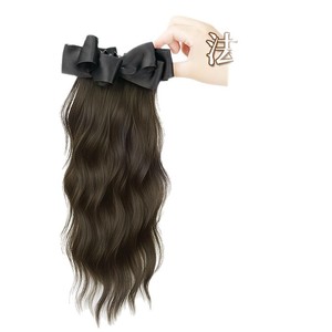 Queue de cheval bouclée réaliste pour femme avec pince à cheveux en forme de nœud, style coréen, tresse volumineuse naturelle - Product Image 1