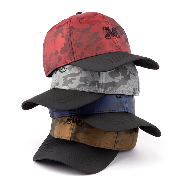 Wholesale Customize curved brim polyester printed digital camo baseball caps custom embroidery logo