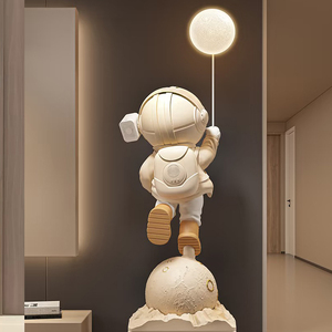 Spaceman Landing Large <strong>Statue</strong> Cartoon Style Luxury Astronaut Lamp Sculpture For Living Room Sofa <strong>Decorative</strong> Artistic Design - Product Image 2