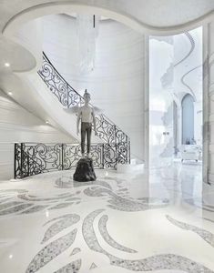 豪华室内主梁楼梯 中心主梁单梁楼梯，带表面安装立柱 - Product Image 1