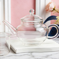 Théière en verre miniature pour une personne de 11 oz, en verre borosilicate haute résistance, transparente, pour préparer le café et le thé, avec couvercle et filtre