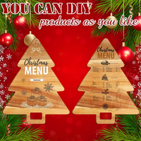 Ensemble de planches à découper de cuisine avec poignées, accessoires de cuisine en acacia, planche à découper en forme de sapin de Noël, planche à charcuterie