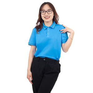 Polo azul cielo transpirable de fábrica de Vietnam para uniforme de empleado marca personalizada disponible - Product Image 6