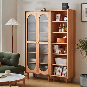 Librería de madera maciza de cerezo, estilo nórdico minimalista, mueble de almacenamiento para estudio y sala de estar - Product Image 4