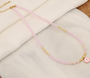 Estilo Retro bohemio creativo Ojo del diablo con cuentas de cristal de acero inoxidable Chapado en Pvd 18K oro con cuentas collar de moda hecho a mano - Product Image 5