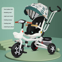 Tricycle pliable pour enfants avec cadre en métal, siège pivotant à 360 degrés, roues en mousse solide, poussette tricycle