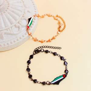 パレスチナ国旗ブレスレットステンレスエナメルパレスチナ地図ペンダントサポートパレスチナ自由プロモーションパーティーギフト - Product Image 5