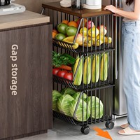Estante de Cocina para Frutas y Verduras, Moderno, Minimalista, de Pie, con Múltiples Niveles, con Ruedas Móviles, para Almacenamiento de Productos