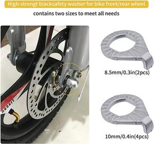 12 pièces moyeu de vélo écrou d'essieu à bride et kit de rondelle de sécurité 3 tailles pour <span class=keywords><strong>roue</strong></span> de vélo <span class=keywords><strong>avant</strong></span> et arrière - Product Image 6