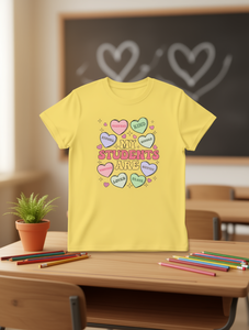T-shirt per l'Insegnante di San Valentino, girocollo, manica corta, design a cuore multiattributo, tessuto morbido, vestibilità comoda, stile casual - Product Image 2
