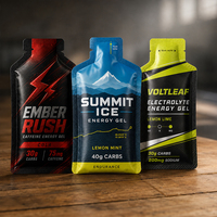 Sachets d'emballage personnalisés imprimés, finition mate, scellés sur 3 côtés, pour gel énergétique liquide au miel, pour produits de nutrition sportive