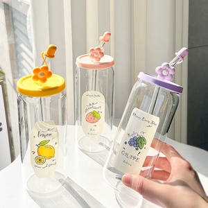 Novedad 2025 Éxito de Ventas Vasos de Vidrio de 16oz y 20oz para Café Helado y Botella de Agua con Tapas y Popotes de Silicona para Jugo, Refresco y Cerveza - Product Image 2