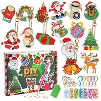 Kit DIY de porte-clés de Noël à peinture diamantée en acrylique, 15 motifs, avec stylo, cire et plateau, pour cadeau, décoration intérieure, vente en gros
