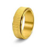 Klassischer 18k Vergoldeter Titan-Ring mit Elektroplattiertem Geometrischem Muster, Drehbar, für Herren, Wasserdicht, Breiter Ring zur Stresslinderung