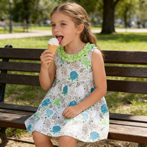 Robe d'été sans manches pour enfants, personnalisable, col à volants, imprimé tortue, robe décontractée pour <span class=keywords><strong>filles</strong></span> - Product Image 6