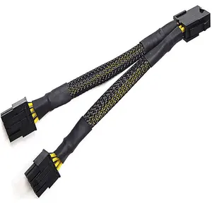 מותאם אישית 20cm 30cm18AWG EPS 12V מעבד ספליטר 8pin כדי הכפול PCI E 6 + 2 פין זכר עבור gigabyte גרפי כרטיסי כוח אספקת קלוע כבל