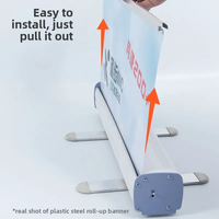 Bannière enroulable rétractable en aluminium YTSF-E5 Mini, format personnalisé, double face, pour salon professionnel, portable