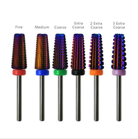 HYTOOS Fraise à ongles en carbure violet 5 en 1, fraises coniques pour manucure, outil d'élimination du gel et des acryliques, accessoires pour ongles