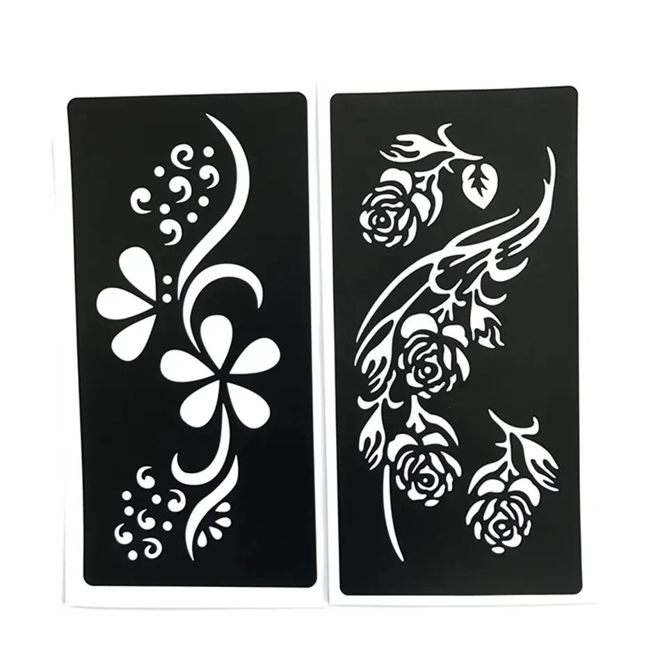 Hoa động vật Stencil mehendi thân thiện với môi không thấm nước hình xăm cổ vẻ đẹp Sticker