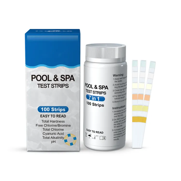 Retail Hot Selling Teststrips Spa En Zwembad Zwembad Test Strip Zwembad Water Test Kit 7 In 1 met 6 Pads