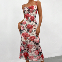 Haute qualité imprimé fleuri Boho robe d'été grande taille robe de vacances col carré Sexy robe de plage pour les dames