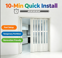 Porte pliante en verre acrylique PVC résistant aux chocs et imperméable de qualité supérieure avec rail en aluminium, cloison coulissante moderne pour économiser de l'espace