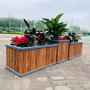 Fabriek Prijs Aangepaste Vorm Metalen Grote Verticale Planter Tuin Ronde Boom Potten Aluminium Dozen