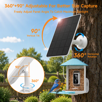Panneaux solaires pour caméras d'observation des oiseaux 3W, chargeur solaire extérieur avec support réglable pour mangeoire à oiseaux en bambou, caméra de nid